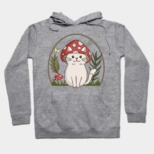 Cute Cat Cottagecore Aesthetic Cat Mushroom Hat Hoodie